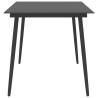 Garden Dining Table Black 150x90 cm | Durable Steel & Glass