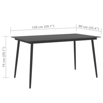 Garden Dining Table Black 150x90 cm | Durable Steel & Glass