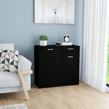 Stylish Black Sideboard - 80x36x75 cm Engineered Wood