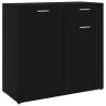 Stylish Black Sideboard - 80x36x75 cm Engineered Wood