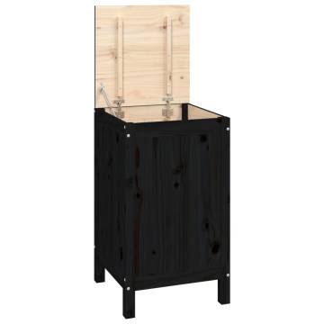 Laundry Box Black - 44x44x76 cm Solid Wood Pine - HipoMarket