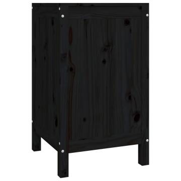 Laundry Box Black - 44x44x76 cm Solid Wood Pine - HipoMarket