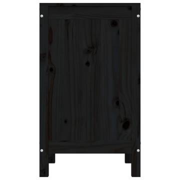 Laundry Box Black - 44x44x76 cm Solid Wood Pine - HipoMarket