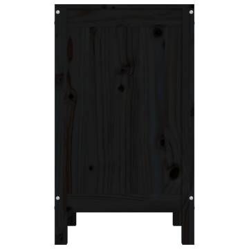 Laundry Box Black - 44x44x76 cm Solid Wood Pine - HipoMarket