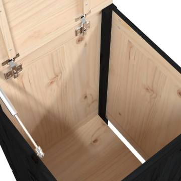 Laundry Box Black - 44x44x76 cm Solid Wood Pine - HipoMarket