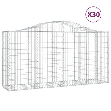 Arched Gabion Baskets - 30 pcs Galvanised Iron Garden Barrier