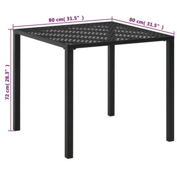 Garden Table Black 80x80 cm - Stylish Steel Design