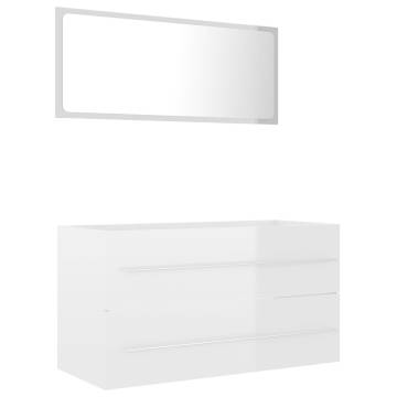 High Gloss White 2 Piece Bathroom Furniture Set | Hipomarket