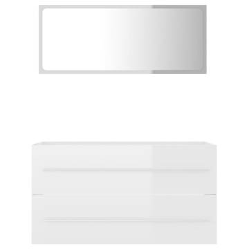 High Gloss White 2 Piece Bathroom Furniture Set | Hipomarket