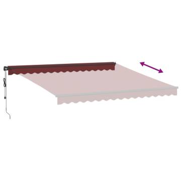 Automatic Retractable Awning with LEDs - Burgundy 400x350 cm