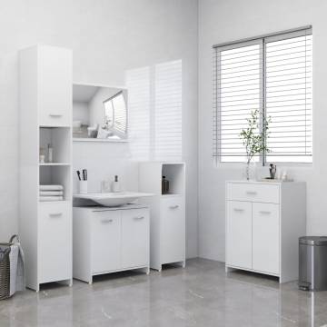 4 Piece White Bathroom Furniture Set - Stylish Storage