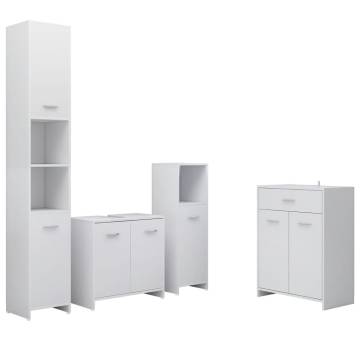 4 Piece White Bathroom Furniture Set - Stylish Storage