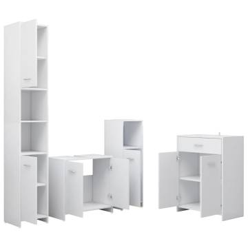 4 Piece White Bathroom Furniture Set - Stylish Storage