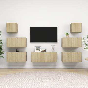 7 Piece TV Cabinet Set - Sonoma Oak Engineered Wood