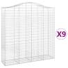 Arched Gabion Baskets 9 pcs - Durable Garden Barriers