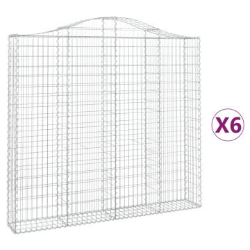 Arched Gabion Baskets - 6 pcs Galvanised Iron | HipoMarket UK