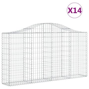 Arched Gabion Baskets - 14 pcs Galvanised Iron | HipoMarket UK