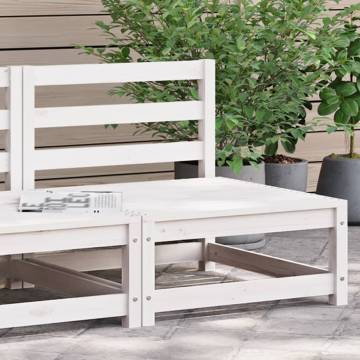 Garden Sofa Armless White - Solid Pine Wood | Hipo Market