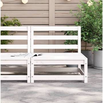 Garden Sofa Armless White - Solid Pine Wood | Hipo Market