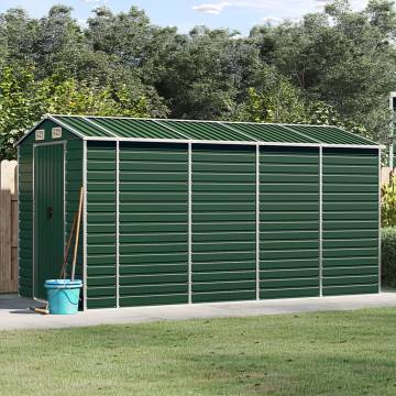 Garden Shed Green 191x385x198 cm Galvanised Steel | HipoMarket