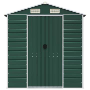 Garden Shed Green 191x385x198 cm Galvanised Steel | HipoMarket