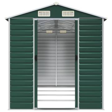 Garden Shed Green 191x385x198 cm Galvanised Steel | HipoMarket