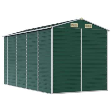 Garden Shed Green 191x385x198 cm Galvanised Steel | HipoMarket