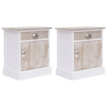 Vintage Bedside Cabinets - Set of 2 | Paulownia Wood