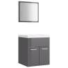 Stylish High Gloss Grey Bathroom Furniture Set | HipoMarket