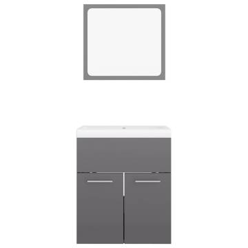 Stylish High Gloss Grey Bathroom Furniture Set | HipoMarket