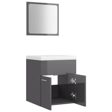 Stylish High Gloss Grey Bathroom Furniture Set | HipoMarket