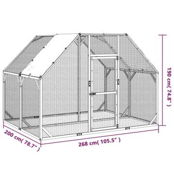 Chicken Coop 268x200x190 cm - Solid Pine Wood for Small Animals