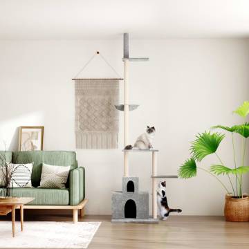 Light Grey Floor to Ceiling Cat Tree - 250.5-276.5 cm