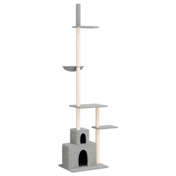 Light Grey Floor to Ceiling Cat Tree - 250.5-276.5 cm