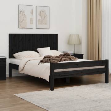 Elegant Black Wall Headboard - Solid Pine Wood 140x3x60 cm