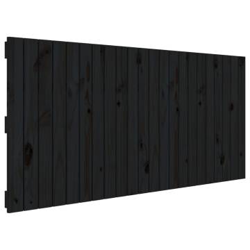 Elegant Black Wall Headboard - Solid Pine Wood 140x3x60 cm