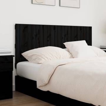 Elegant Black Wall Headboard - Solid Pine Wood 140x3x60 cm