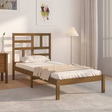 Stylish Honey Brown Pine Bed Frame - Small Single 75x190 cm