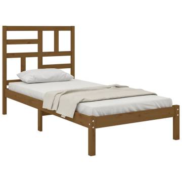 Stylish Honey Brown Pine Bed Frame - Small Single 75x190 cm