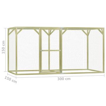 Durable Chicken Cage 1.5x3x1.5m | Impregnated Pinewood