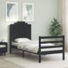 Bed Frame with Headboard Black Small Single Solid Wood Colour black Size 75 x 190 cm 