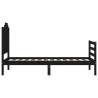 Black Small Single Bed Frame with Headboard - Solid Pine Wood