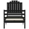 Black Small Single Bed Frame with Headboard - Solid Pine Wood