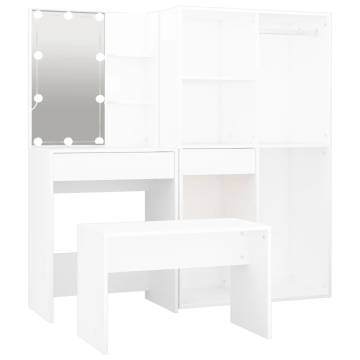 Dressing Table Set with LED | White Engineered Wood