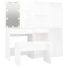 Dressing Table Set with LED | White Engineered Wood