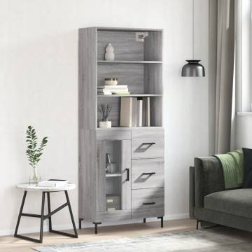 Stylish Highboard Grey Sonoma | 69.5x34x180 cm - HipoMarket