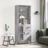 Highboard Grey Sonoma 69.5x34x180 cm Engineered Wood Colour grey sonoma Quantity in Package 1 Model 1 glass door 3 drawers 