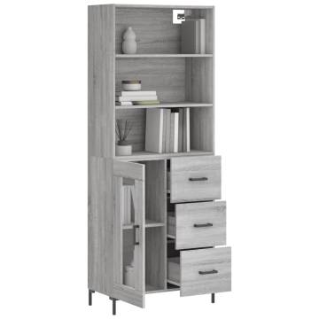 Stylish Highboard Grey Sonoma | 69.5x34x180 cm - HipoMarket