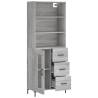 Stylish Highboard Grey Sonoma | 69.5x34x180 cm - HipoMarket