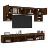 6 Piece TV Wall Units with LED Brown Oak Engineered Wood Colour brown oak Quantity in Package 1 